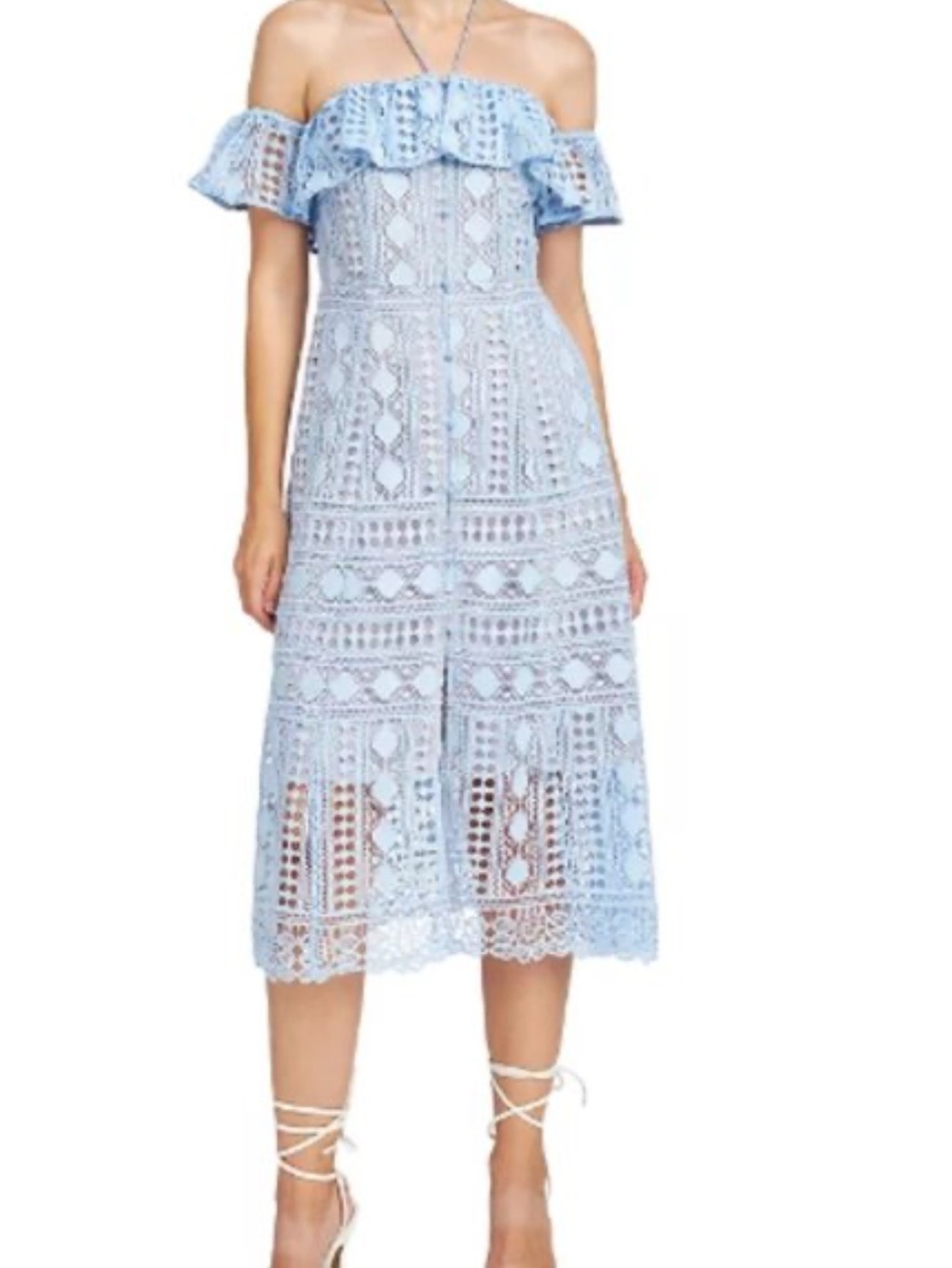 Anthropologie En Saison Lace Midi Dress Baby Blue Size Large NWTS